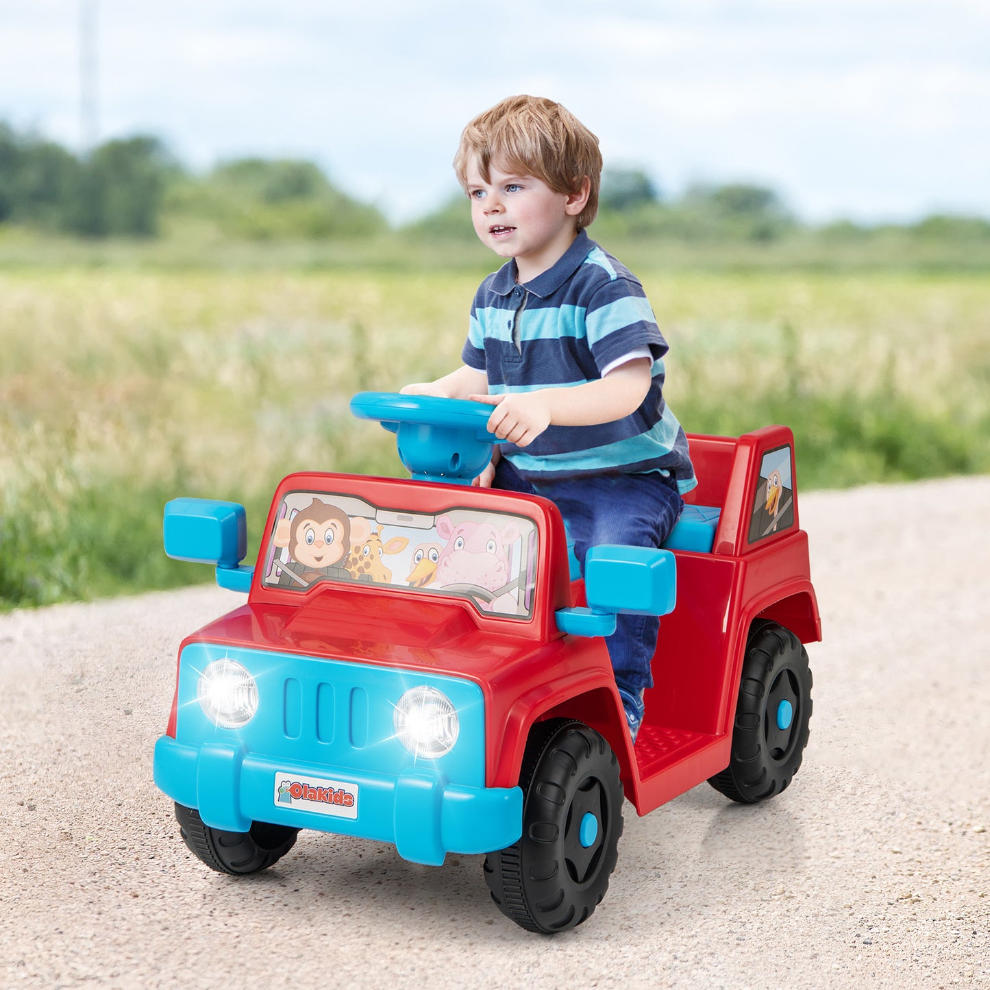 6V Kids Riding Toy with Sound Effects One-Button Start-Navy