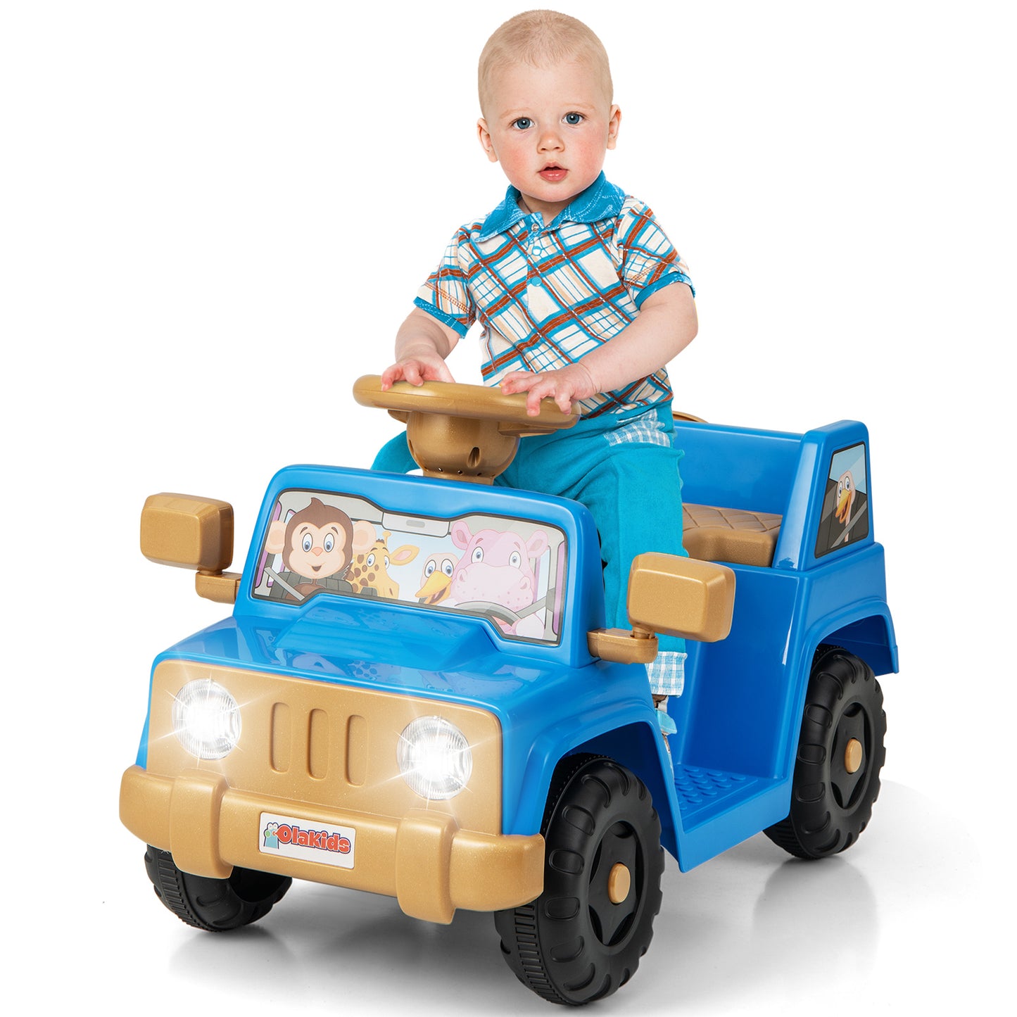 6V Kids Riding Toy with Sound Effects One-Button Start-Navy