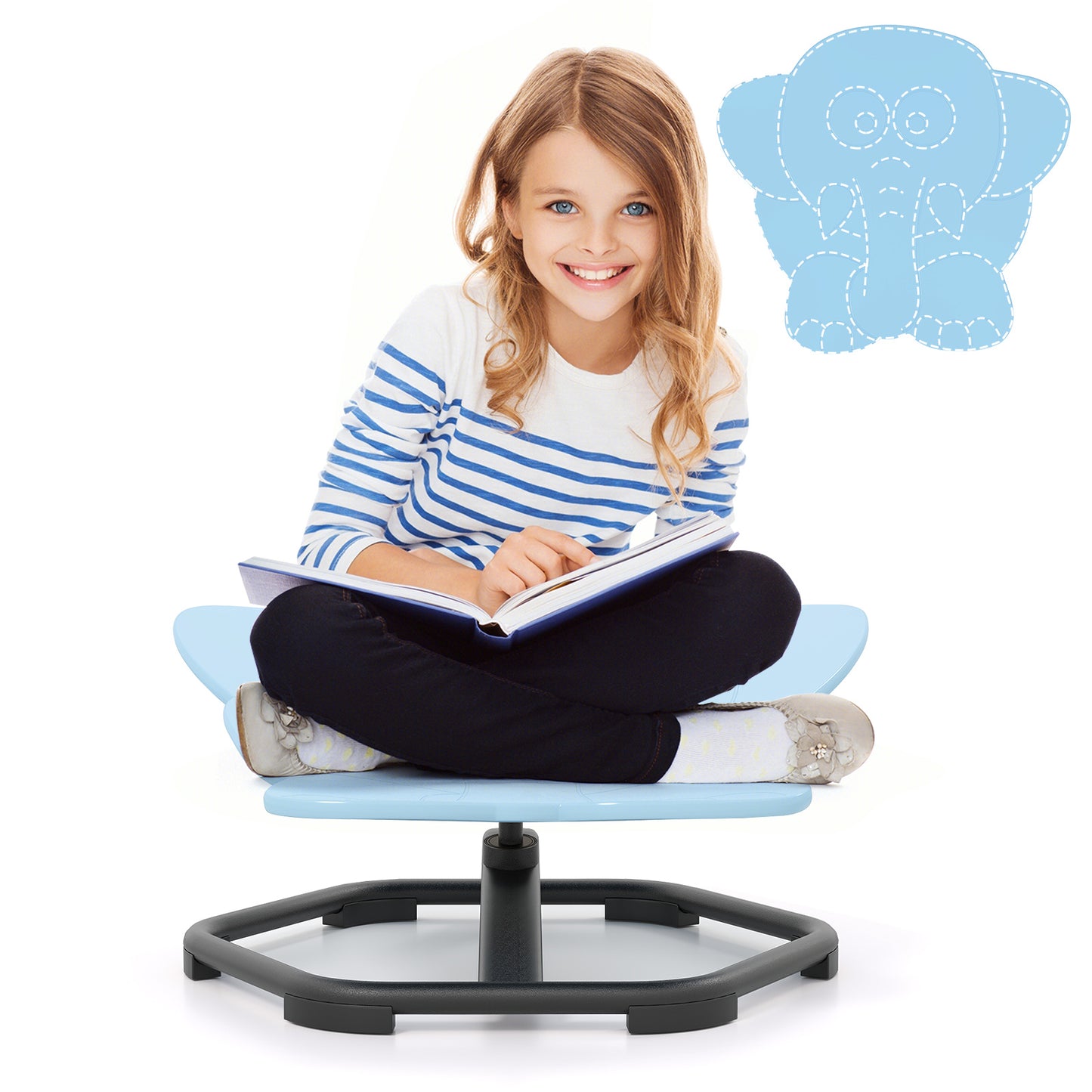 Kids Sensory Swivel Chair Elephant Petal 360° Spinning Chair-B-Blue