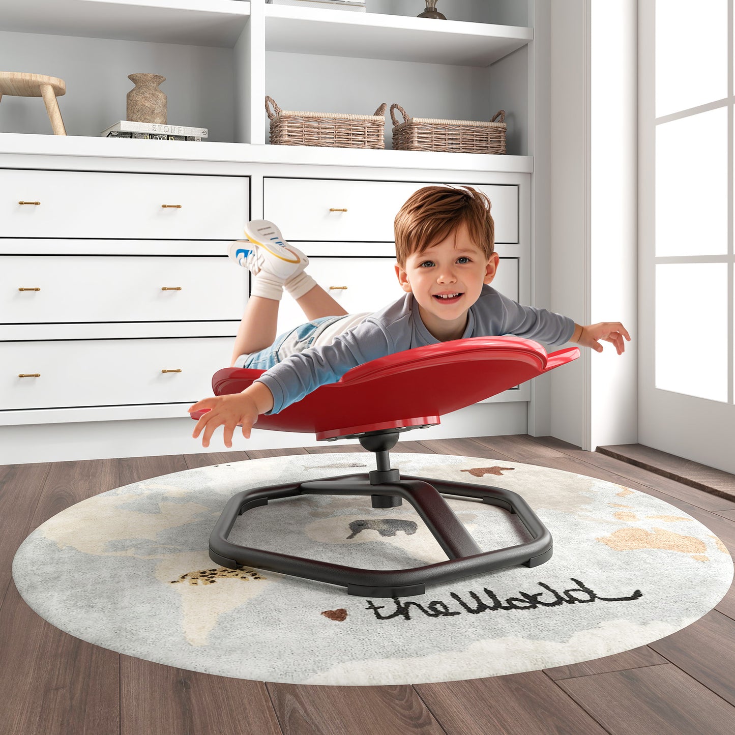 Kids Sensory Swivel Chair Elephant Petal 360° Spinning Chair-B-Blue