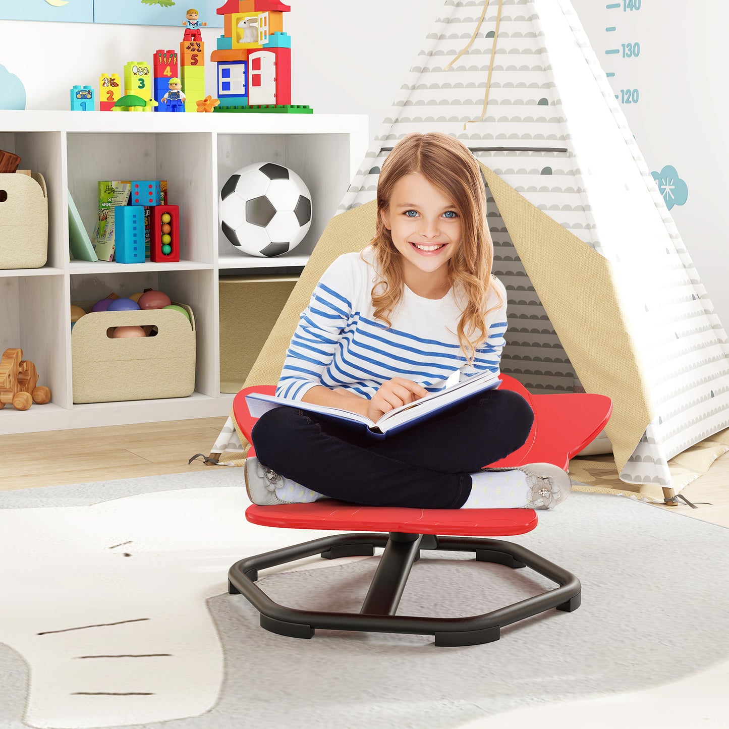 Kids Sensory Swivel Chair Elephant Petal 360° Spinning Chair-B-Blue