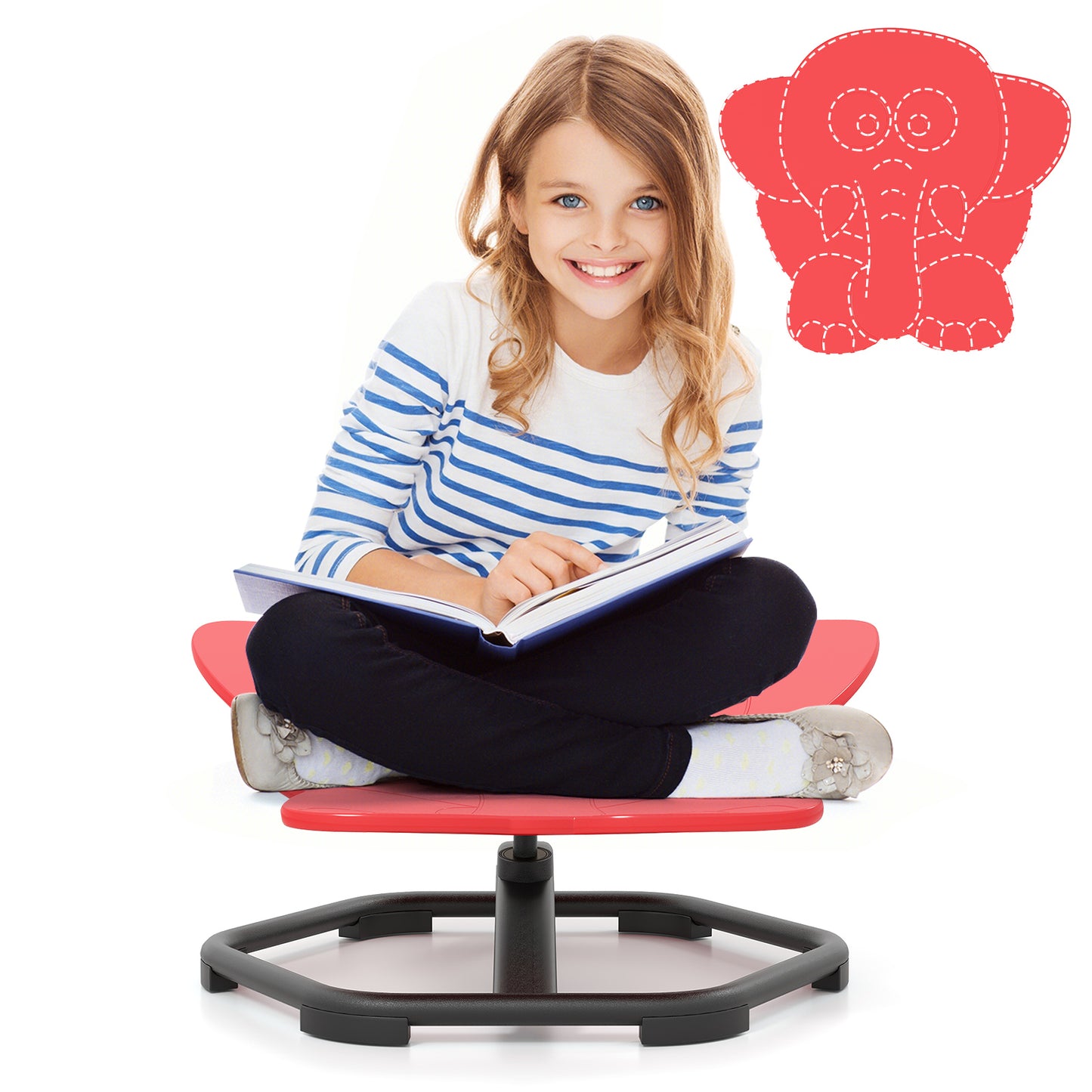 Kids Sensory Swivel Chair Elephant Petal 360° Spinning Chair-B-Blue