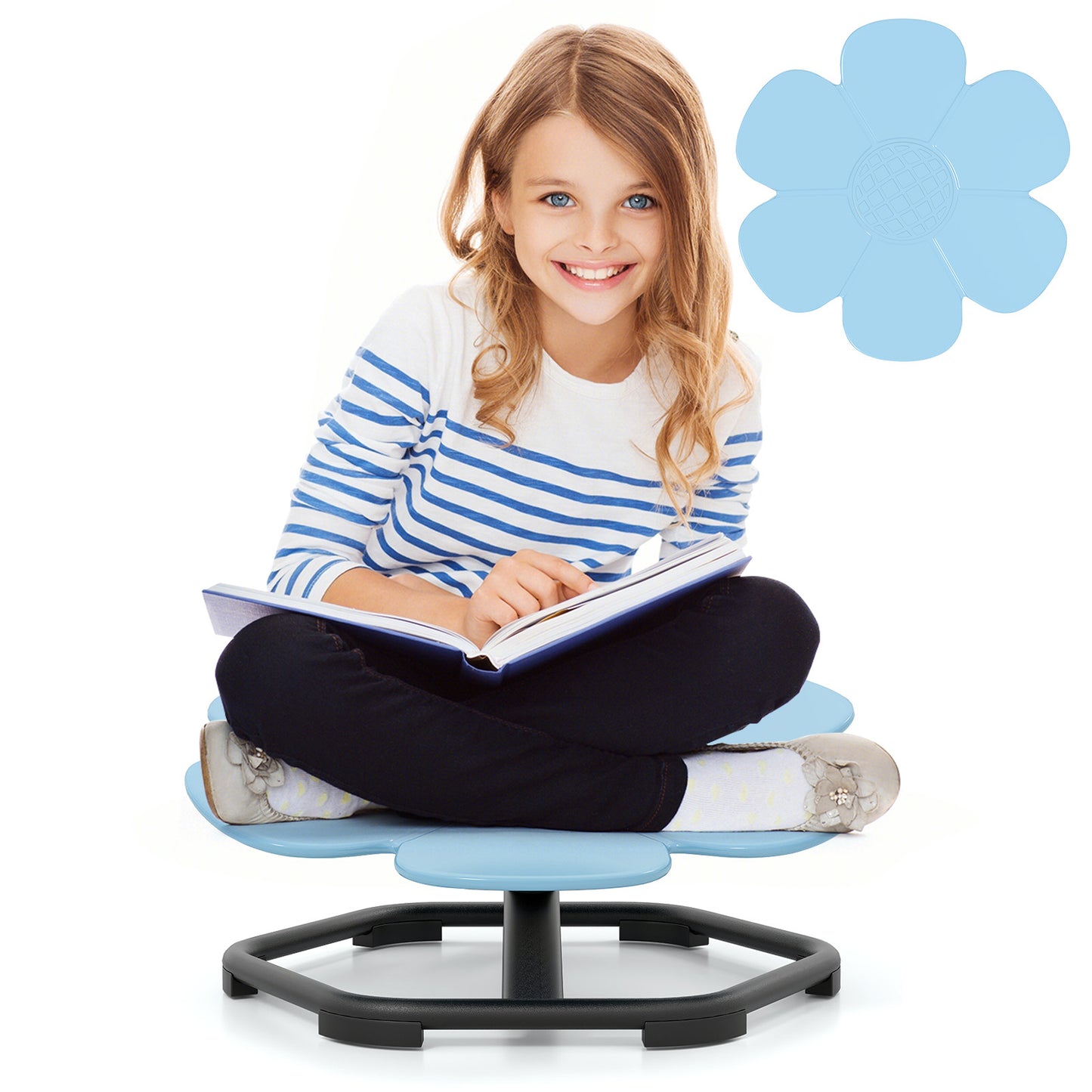 Kids Sensory Swivel Chair Elephant Petal 360° Spinning Chair-B-Blue