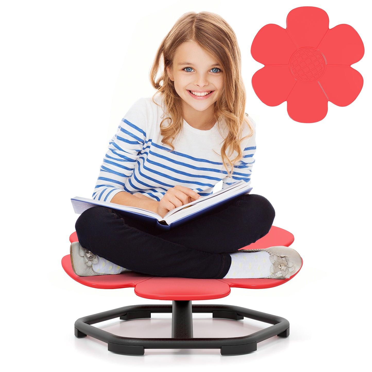 Kids Sensory Swivel Chair Elephant Petal 360° Spinning Chair-B-Blue