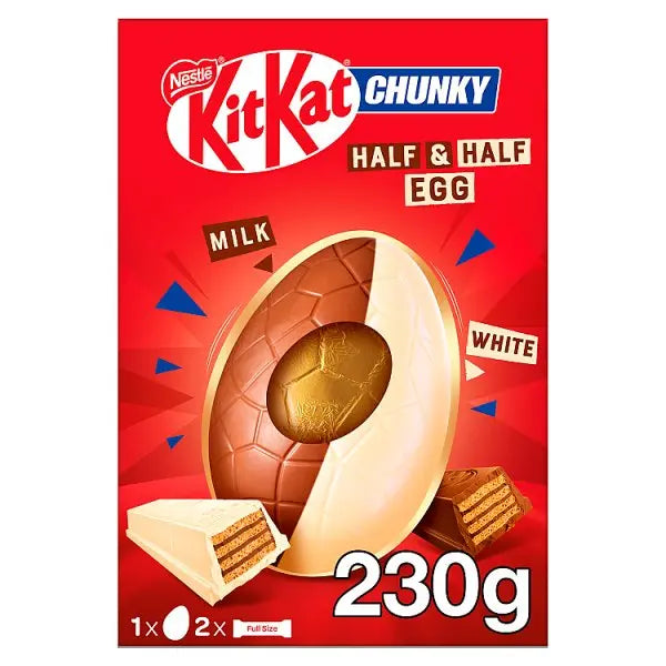KitKat Chunky Milk & White Chocolate Giant Easter Egg 230g (Case of 4)