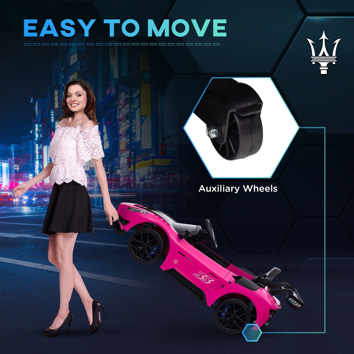 AIYAPLAY Maserati GT2 Licensed 12V Electric Ride on Car w/ Remote