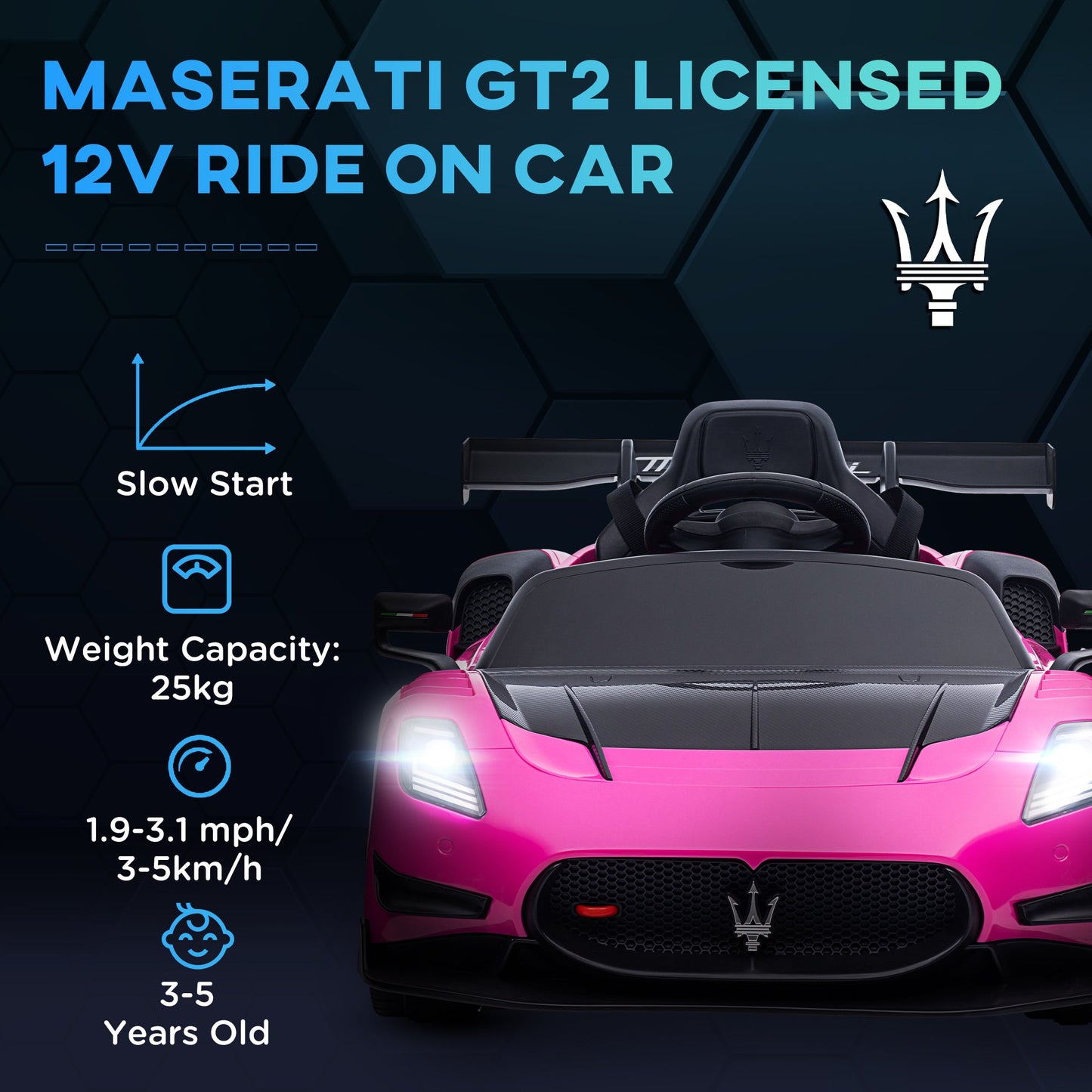 AIYAPLAY Maserati GT2 Licensed 12V Electric Ride on Car w/ Remote
