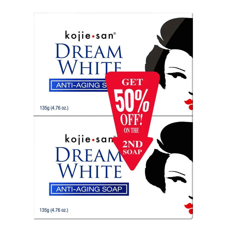 Kojie San Dream White Anti-Aging & Skin Brightening Soap for Youthful Radiance (Twin Pack 2x135g)
