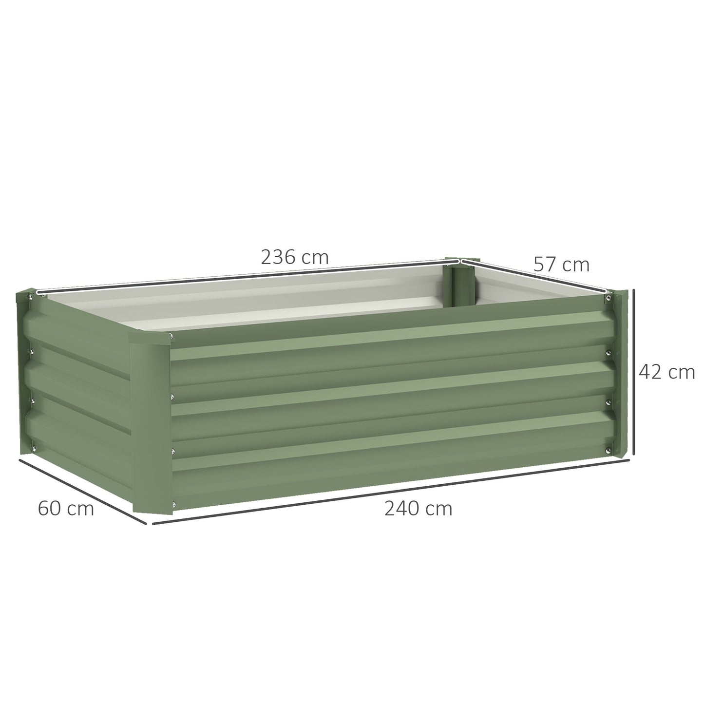 Outsunny Set of 2 Galvanised Raised Garden Bed, Green