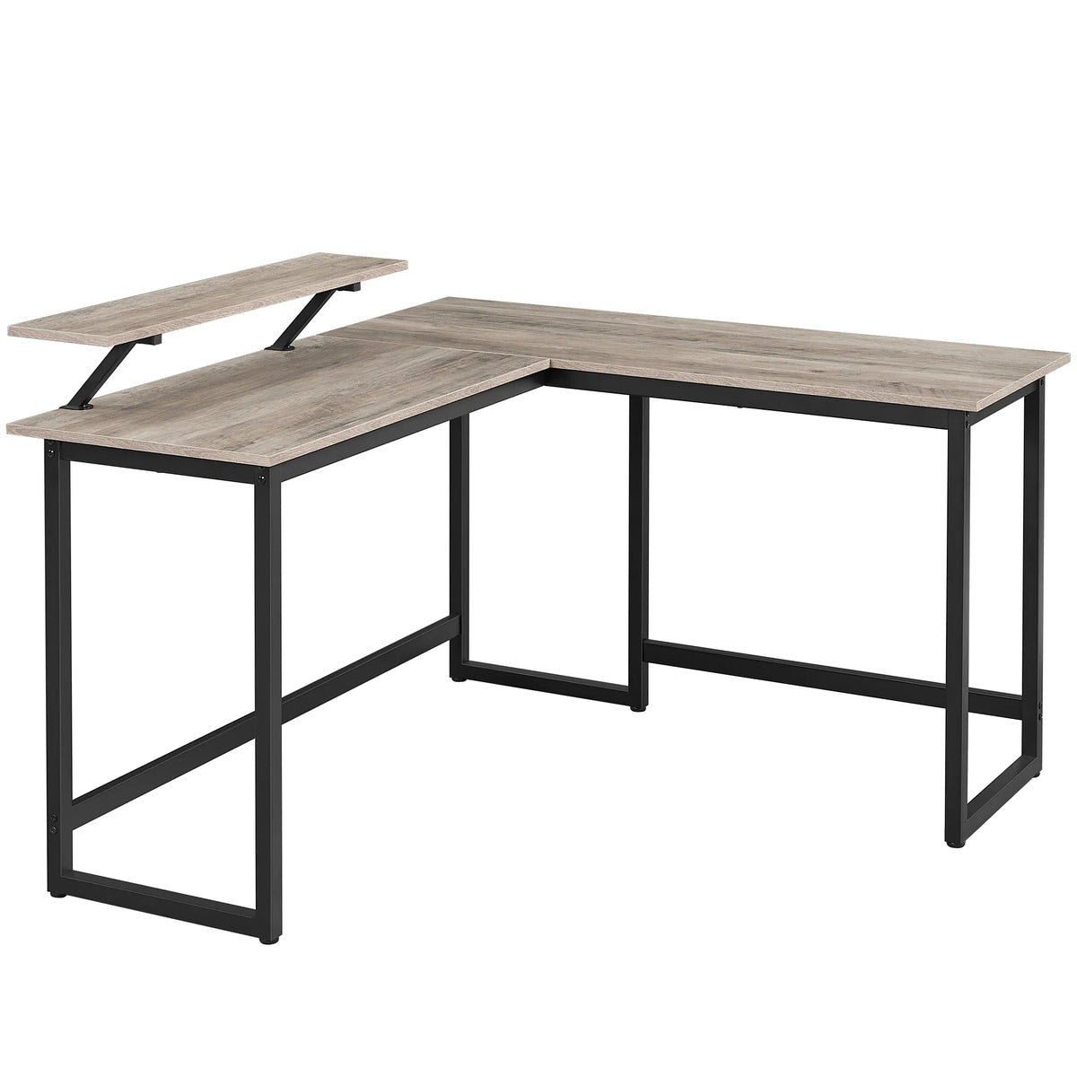 L-Shaped Computer Desk Home Office Corner Workstation with Monitor Stand Modern