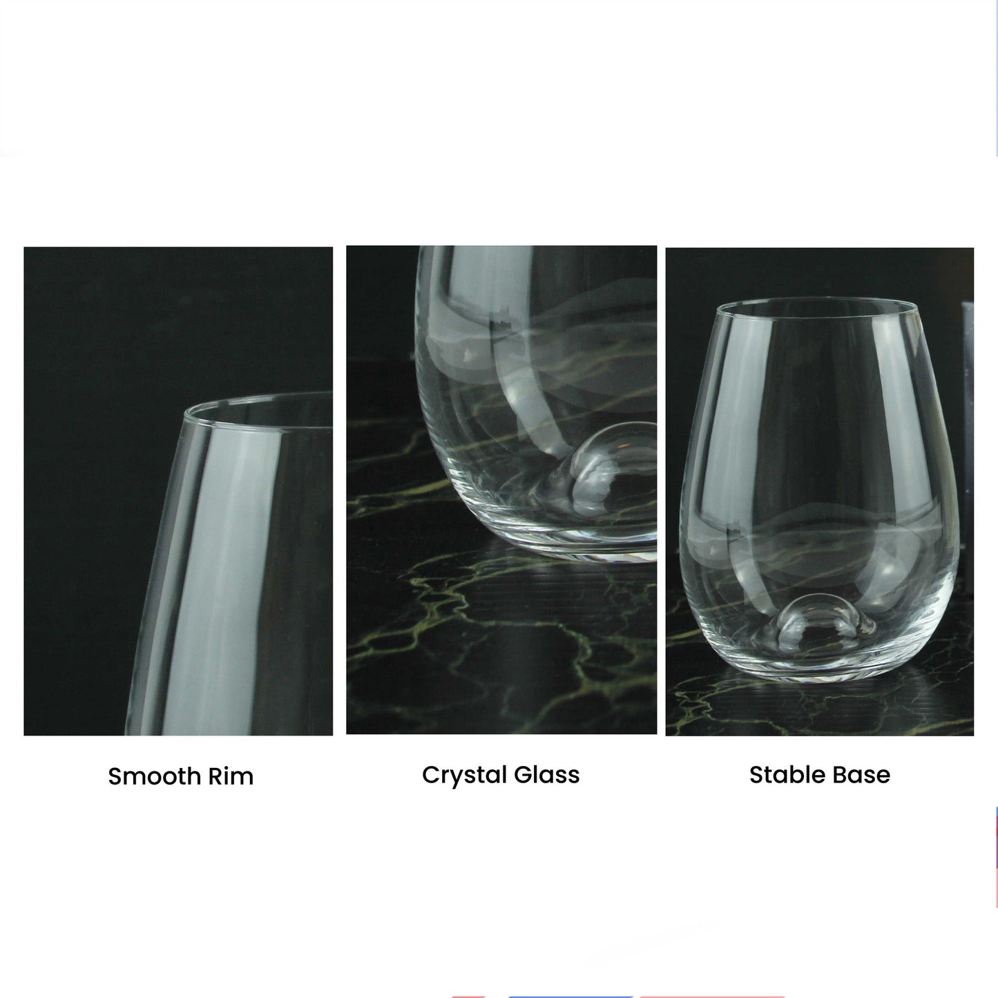 Engraved Happy Anniversary Stemless Wine Glass, Any Message, 15oz Bordeaux, Script Design