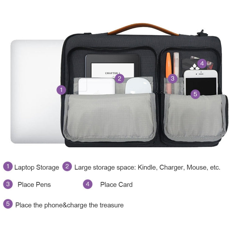 Nylon Waterproof Laptop Handbag Bag for 13-14 inch Laptops with Trunk Trolley Strap, 13-14 inch