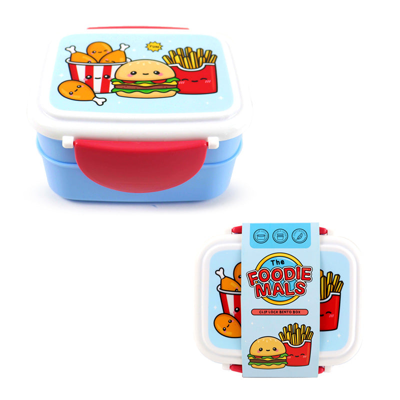 Foodiemals Clip Lock Stacked Bento Lunch Box with Cutlery