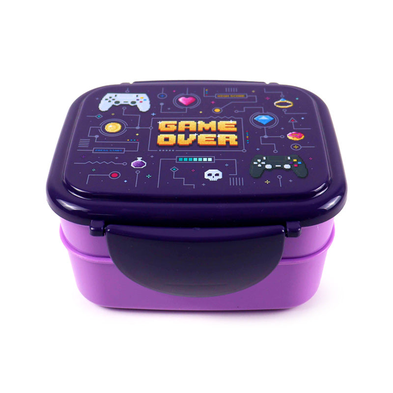 Game Over Clip Lock Stacked Bento Lunch Box with Cutlery