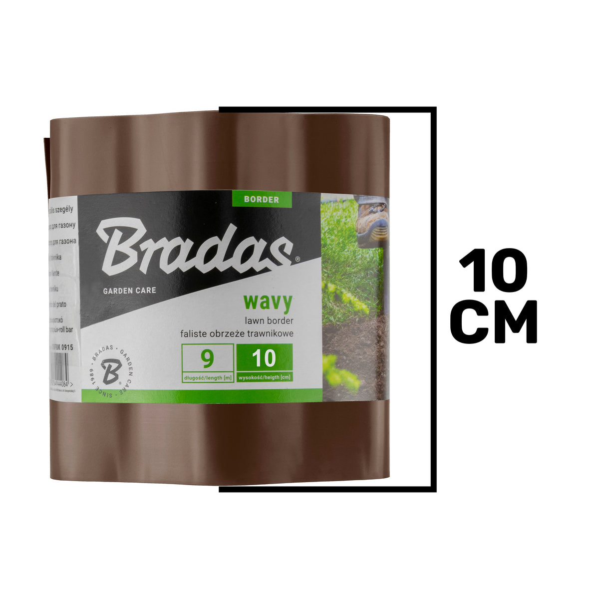Wavy Plastic Garden Lawn Edging, H=10CM, L=9M, Brown
