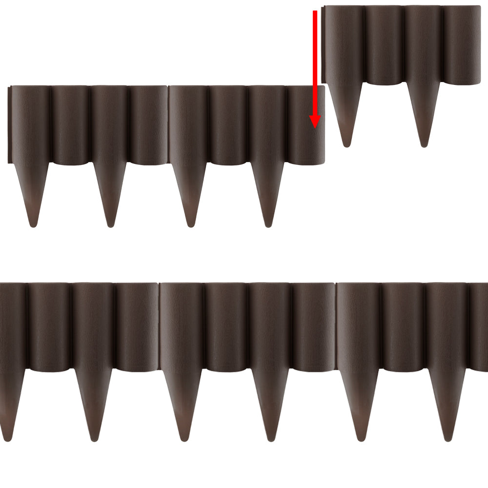 Lawn Edging, Plastic Palisade Wood Effect, 2.5m Box, Brown