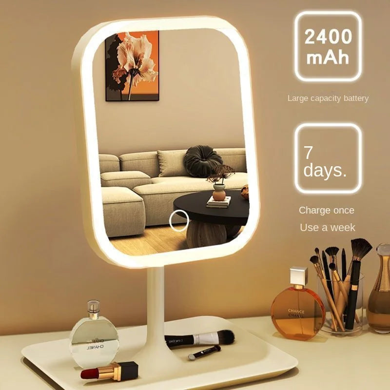 Modern LED Desktop Vanity Mirror – 3 Colour Light Touch Control Makeup Mirror