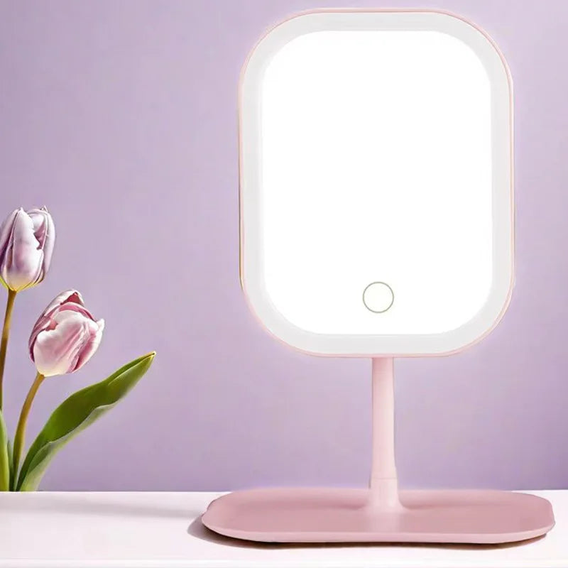 Modern LED Desktop Vanity Mirror – 3 Colour Light Touch Control Makeup Mirror