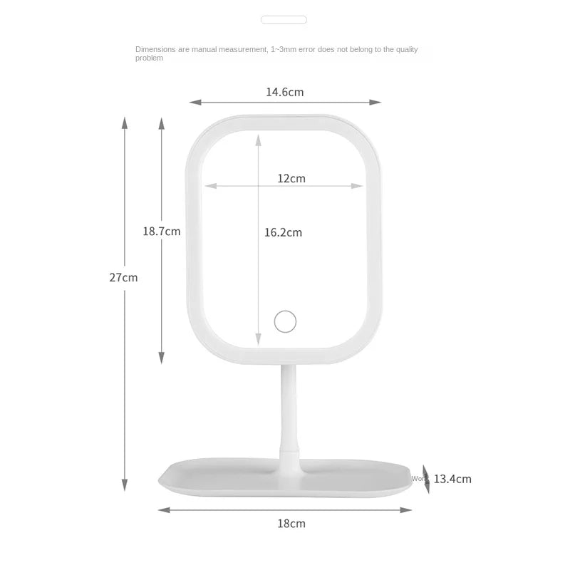 Modern LED Desktop Vanity Mirror – 3 Colour Light Touch Control Makeup Mirror