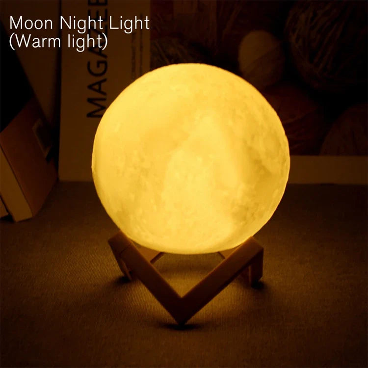 LED Moon Galaxy Night Light - Book Light, Moon Lamp, Bedroom Décor, Indoor Ambient Lighting