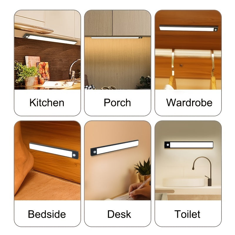 LED Motion Sensor Cabinet Light - USB Rechargeable, Wireless Strip for Cupboard & Kitchen