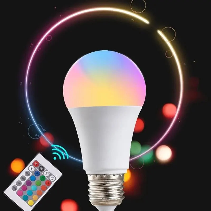 LED Smart Bulb - 16 Colours with Remote Control, Dimmable Multicolour Smart Light for Home Atmosphere & Mood Lighting