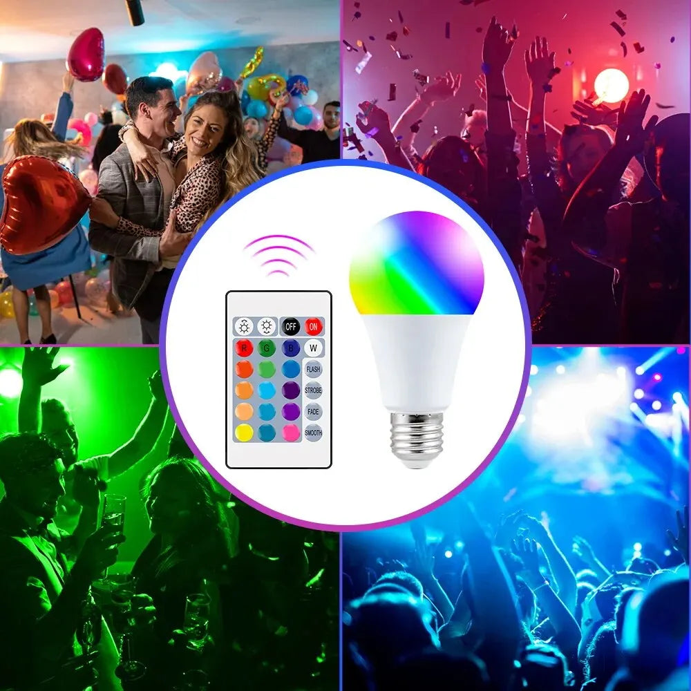 LED Smart Bulb - 16 Colours with Remote Control, Dimmable Multicolour Smart Light for Home Atmosphere & Mood Lighting