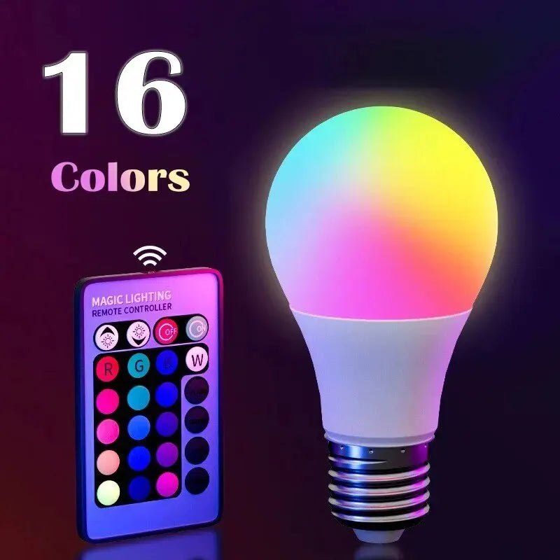 LED Smart Bulb - 16 Colours with Remote Control, Dimmable Multicolour Smart Light for Home Atmosphere & Mood Lighting