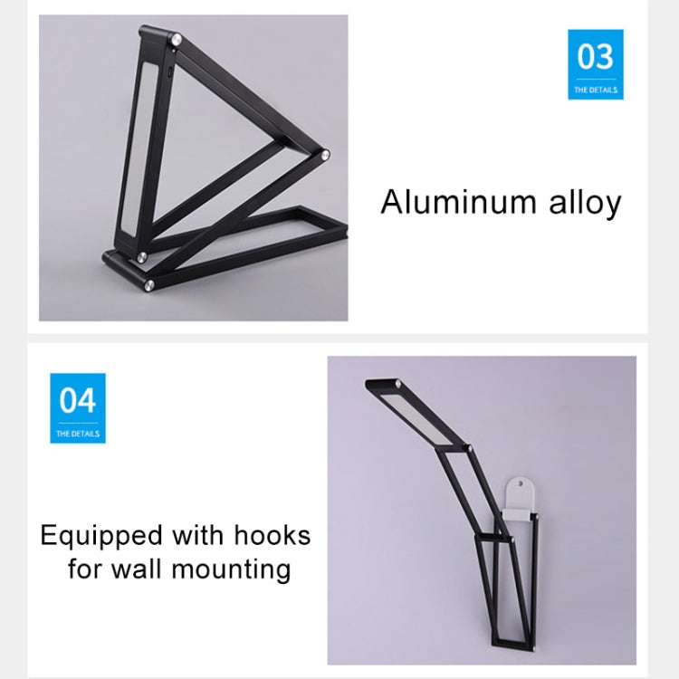 LED Desk Lamp 3W Folding Adjust USB Charging Eye Protection Table Lamp(Black)