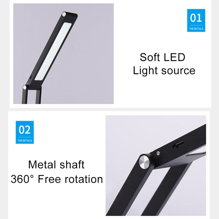 LED Desk Lamp 3W Folding Adjust USB Charging Eye Protection Table Lamp(Silver)