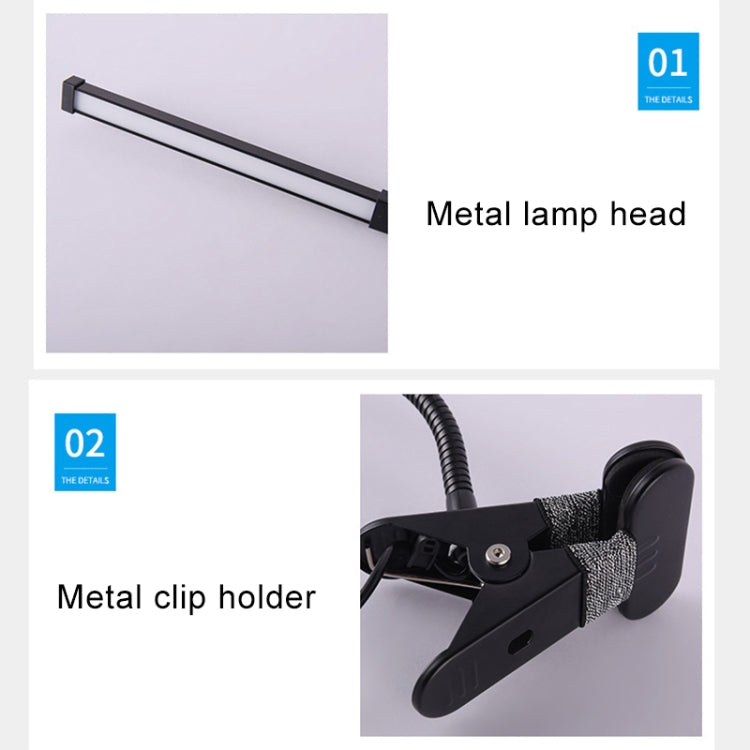 LED Desk Lamp 8W Folding Adjustable Eye Protection Table Lamp, USB Plug-in Version + Power Plug(Black)