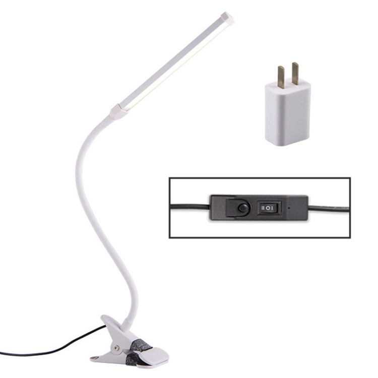 LED Desk Lamp 8W Folding Adjustable Eye Protection Table Lamp, USB Plug-in Version + Power Plug(White)