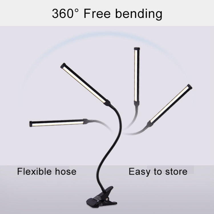 LED Desk Lamp 8W Folding Adjustable USB Charging Eye Protection Table Lamp, USB Charge Version(Black)