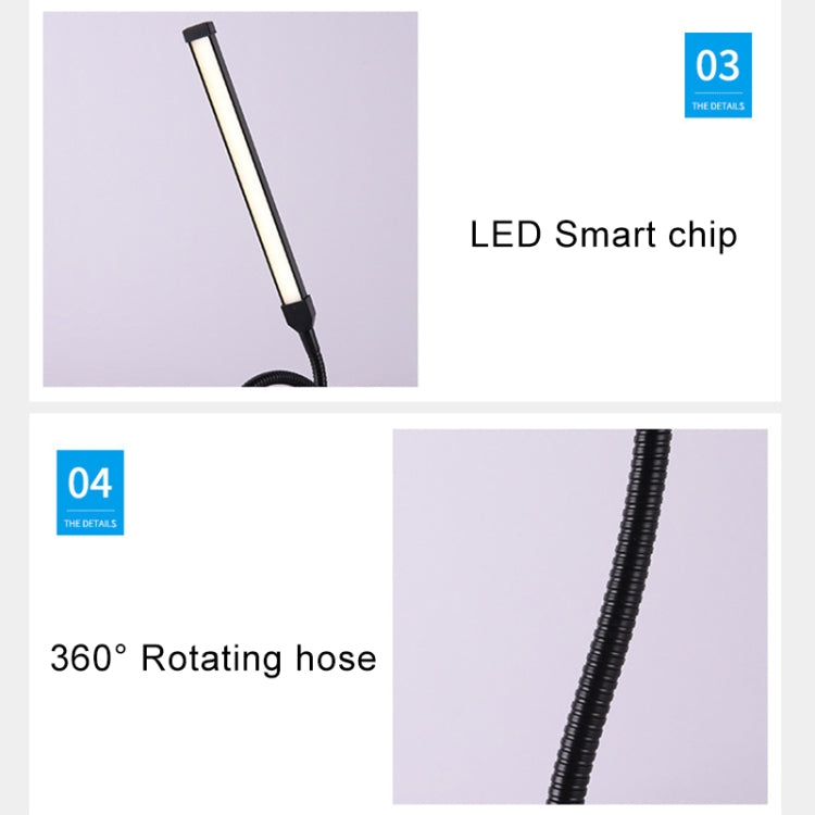 LED Desk Lamp 8W Folding Adjustable USB Charging Eye Protection Table Lamp, USB Charge Version(White)