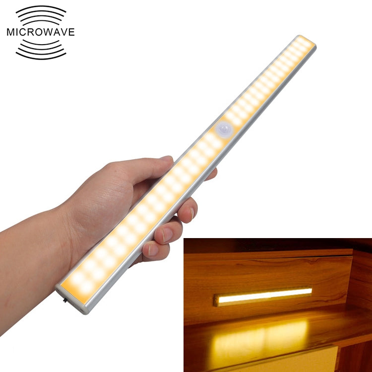 2.8W 60 LEDs Warm White Wide Screen Intelligent Human Body Sensor Light LED Corridor Cabinet Light, USB Charging Version, 2.8W 60 LEDs Warm White