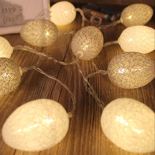 Battery Powered 1.8m 10 LEDs Cotton Thread Colour Egg Lamp String Easter Holiday Party Household Decorative Light, 1.8m(Battery Powered)