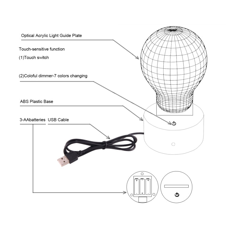 7 Colour Discoloration Creative Visual Stereo Lamp Desk Lamp Night Light, Heart and LOVE Style