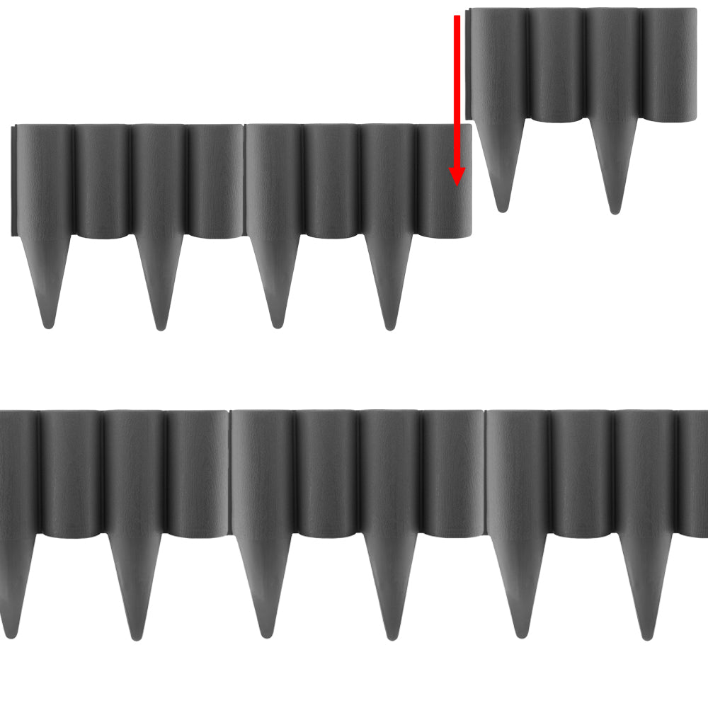 Lawn Edging, Plastic Palisade Wood Effect, 2.5m Box, Gray