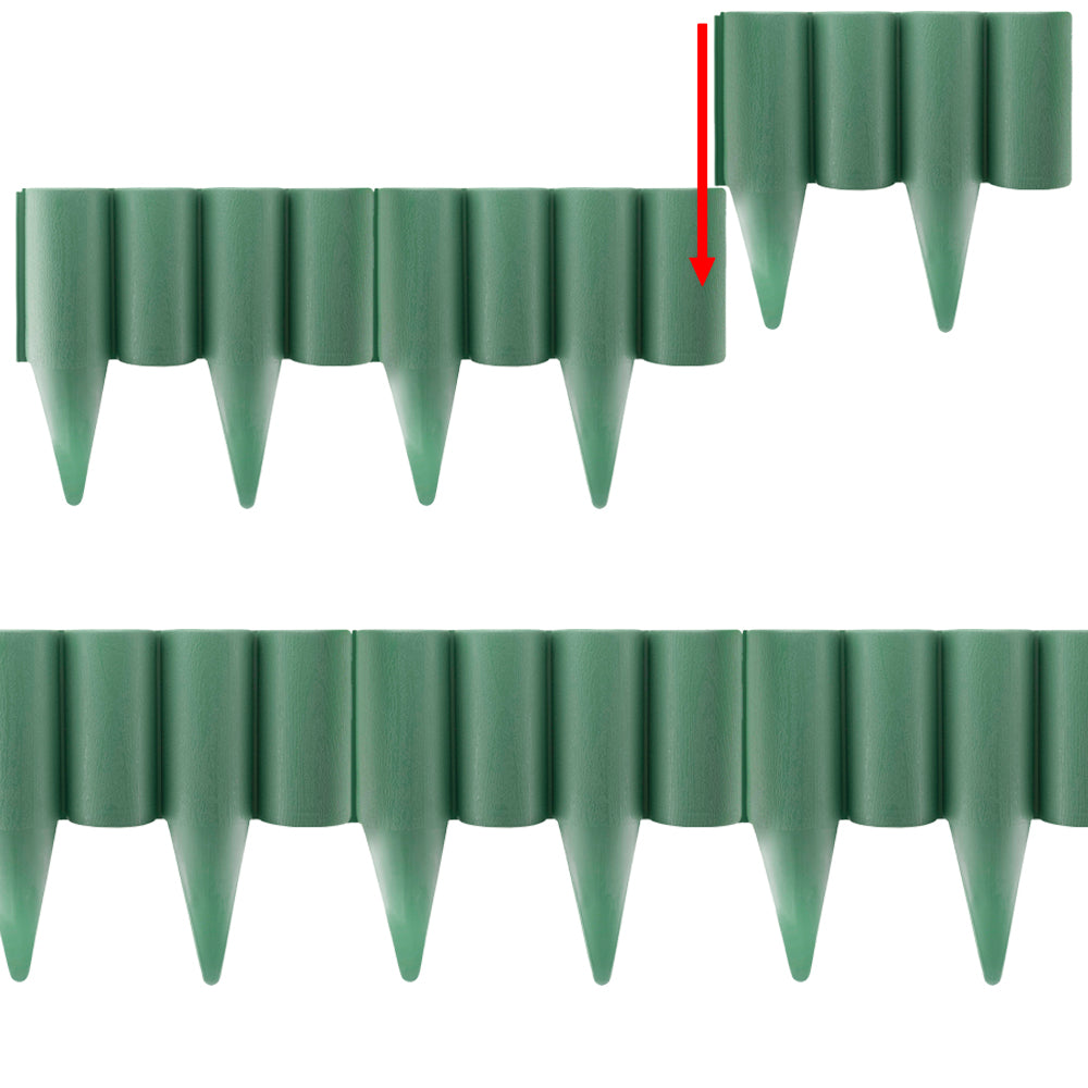 Lawn Edging, Plastic Palisade Wood Effect, 2.5m Box, Green