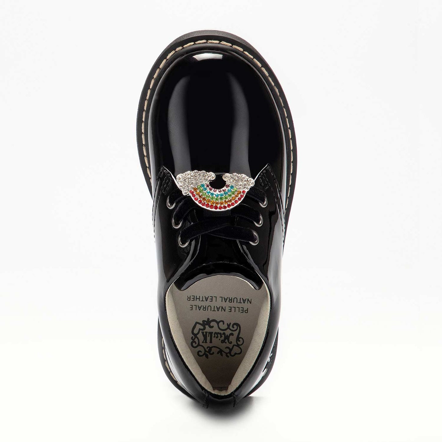Lelli Kelly Leah Chunky  Lace Up School Shoes Patent Miss LK - NO RAINBOW CHARM