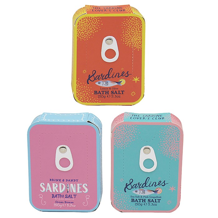 Sardine Tin Set of 3 Bath Salts  one at random