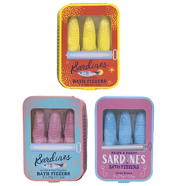 Sardine Tin Set of 3 Bath Fizzers  one at random