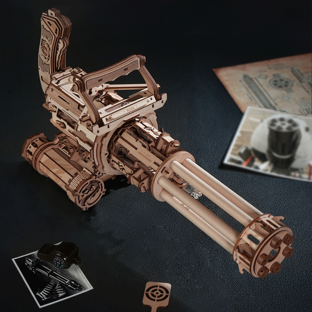 Rotating-Barrel Machine Gun 3D Wooden Puzzle