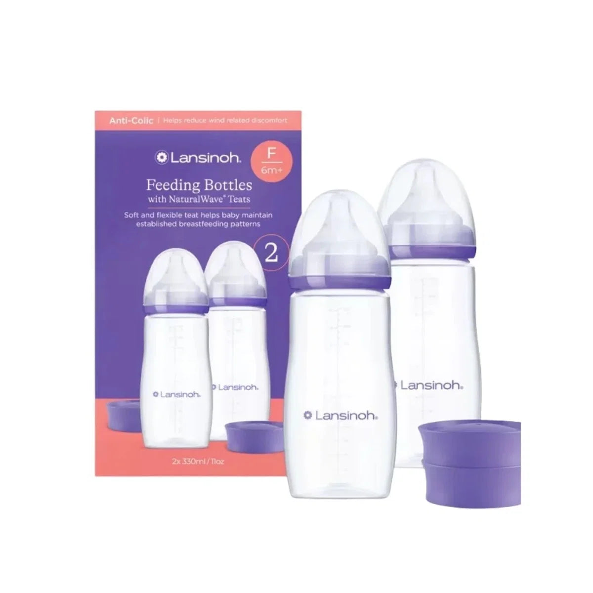 Lansinoh Feeding Bottles with NaturalWave Teat 330ml Pack of 2