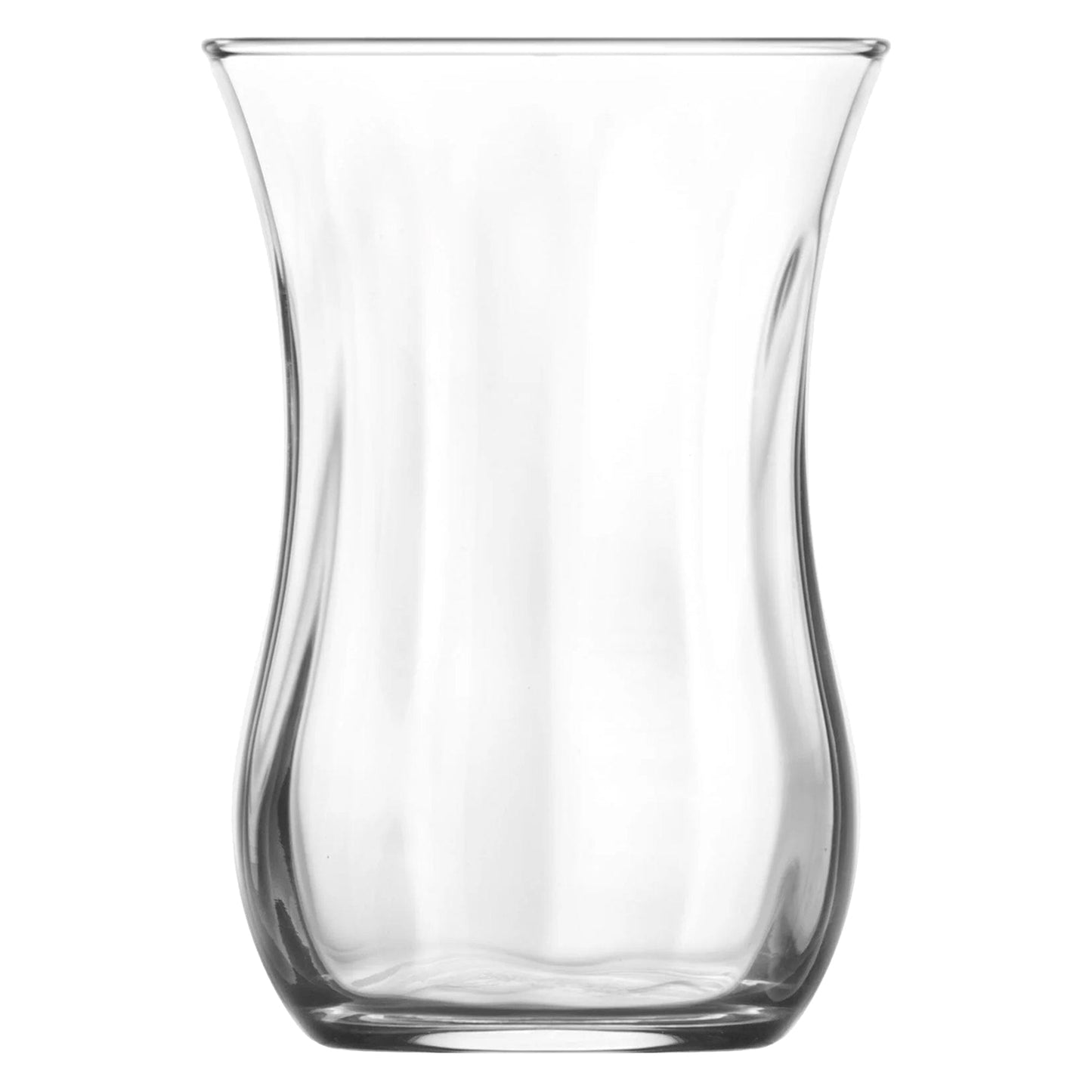 115ml Klasik Embossed Glass Turkish Tea Cups & Saucers - 6 Sets