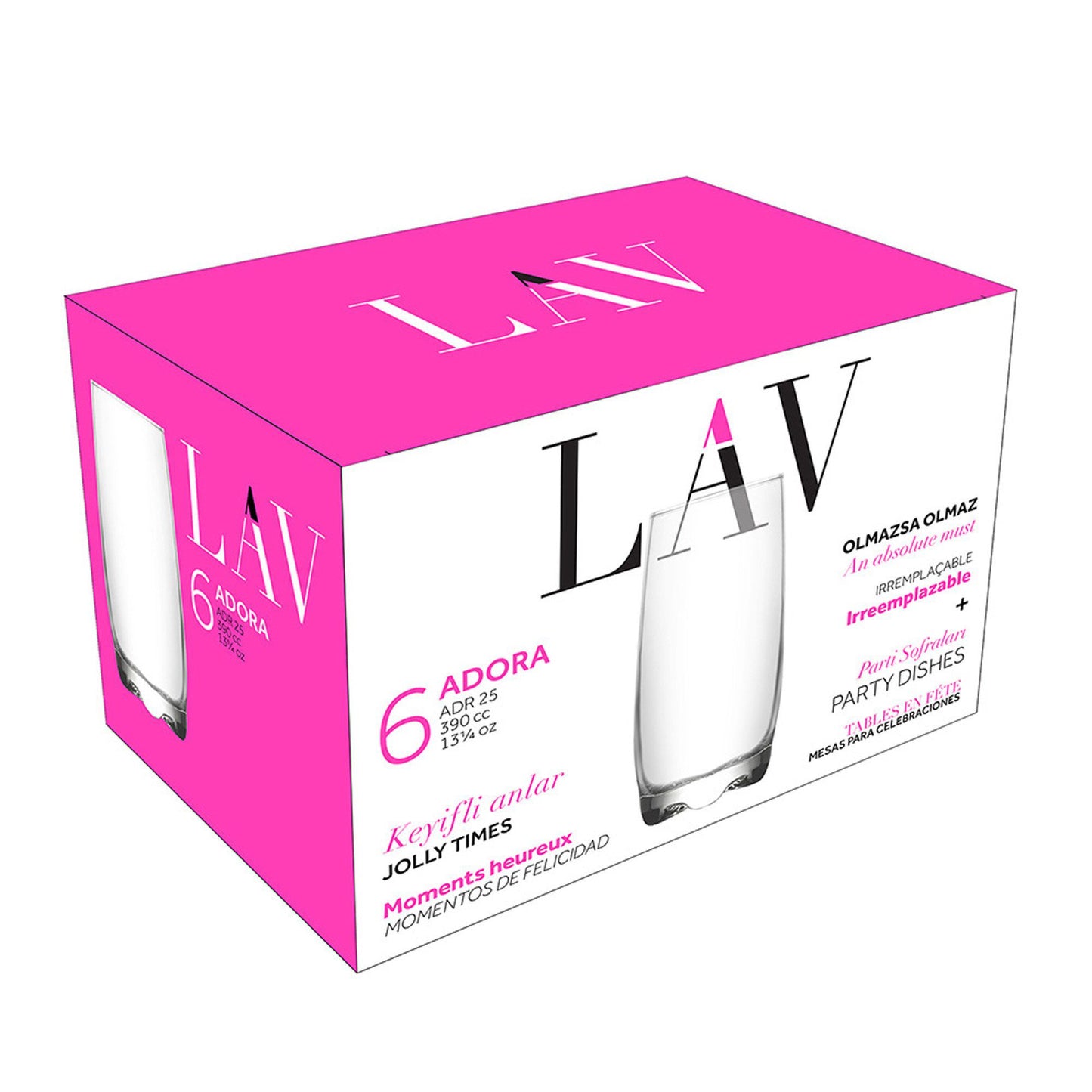 390ml Adora Premium Highball Glasses - Pack of Six