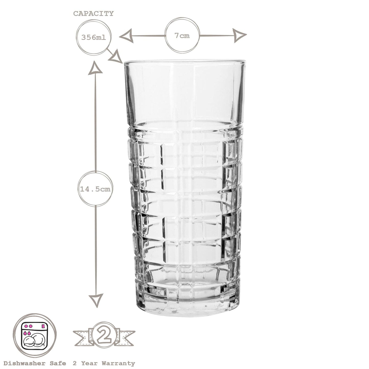 356ml Brit Highball Glasses - Pack of Six