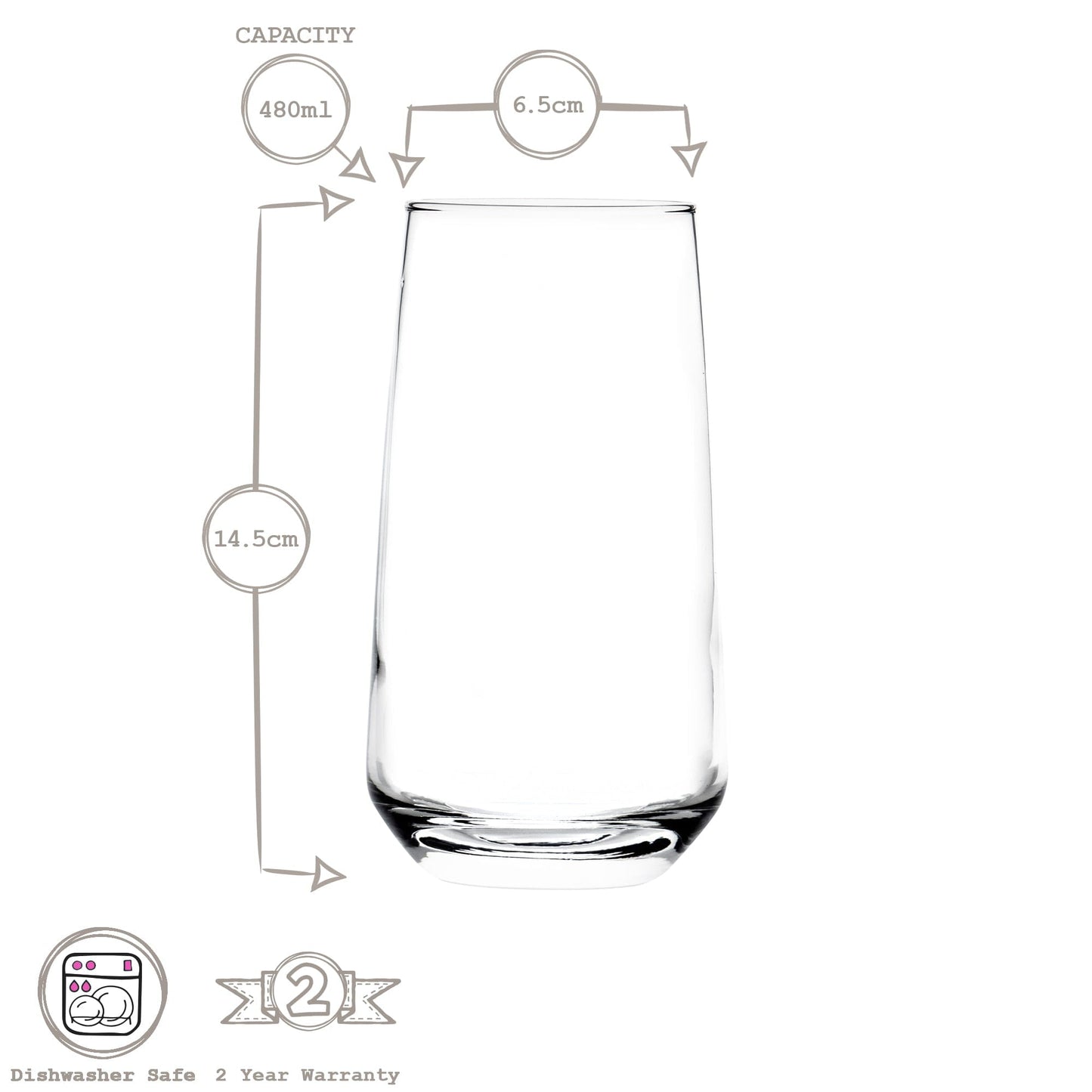 480ml Lal Highball Glasses - Pack of Six