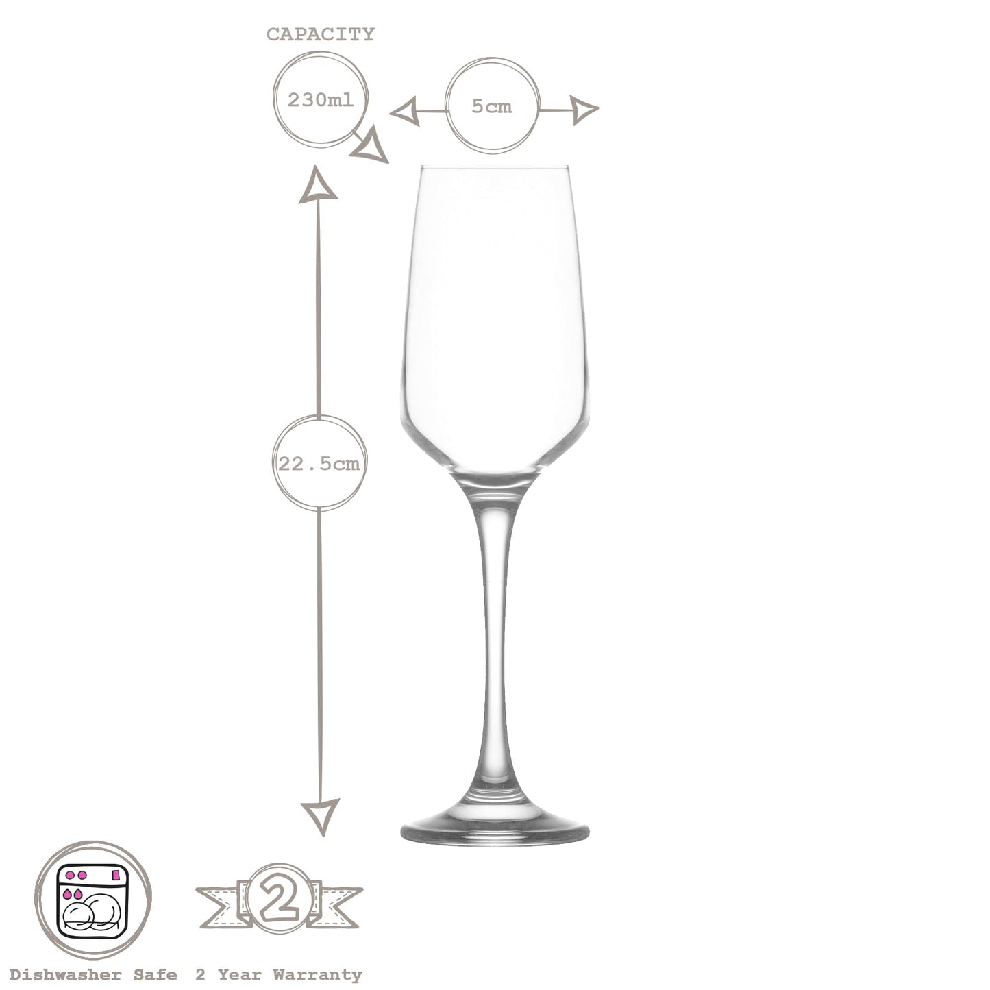230ml Lal Champagne Flutes - Pack of Six