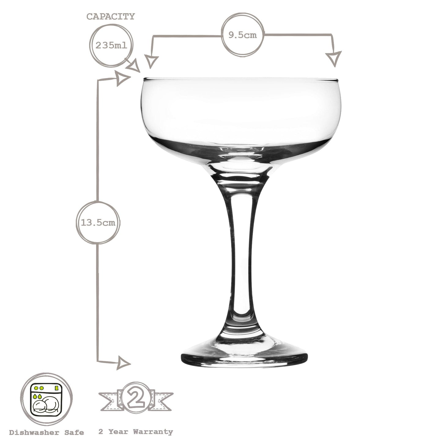 235ml Espresso Martini Glasses - Pack of Six